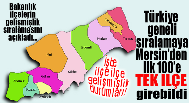 MERSİN’İN İLÇELERİ NE KADAR “GELİŞMİŞ?” İŞTE SIRALAMADAKİ YERLERİ: