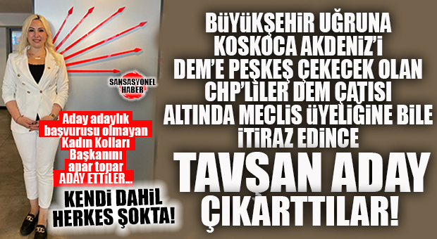 CHP-DEM İTTİFAKI VÜCUT BULDU! AKDENİZ’E TAVŞAN ADAY! İŞİN BOMBASI ADAYIN, BAŞKAN ADAYLIĞI BAŞVURUSU BİLE YOK!