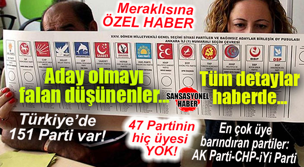 MERAKLISINA HABER: TÜRKİYE’DE FAALİYET GÖSTEREN SİYASİ PARTİ SAYISI 151 OLDU