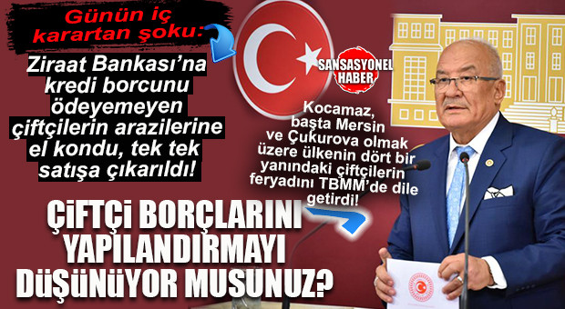 İYİ PARTİLİ KOCAMAZ, ZİRAAT BANKASI’NIN BORCUNU ÖDEYEMEYEN ÇİFTÇİLERİN ARAZİLERİNİ SATIŞA ÇIKARMASINI TBMM’YE TAŞIDI: “ÇİFTÇİLERİMİZİN BORÇLARINI YENİDEN YAPILANDIRMAYI DÜŞÜNÜYOR MUSUNUZ?