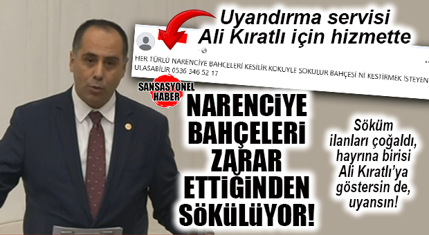 GÜNÜN UYANDIRMA SERVİSİ ALİ KIRATLI İÇİN HİZMETTE: MERSİN’DE AĞAÇ SÖKÜM İLANLARINI BİRİSİ AK PARTİLİ KIRATLI’YA GÖSTERSİN!